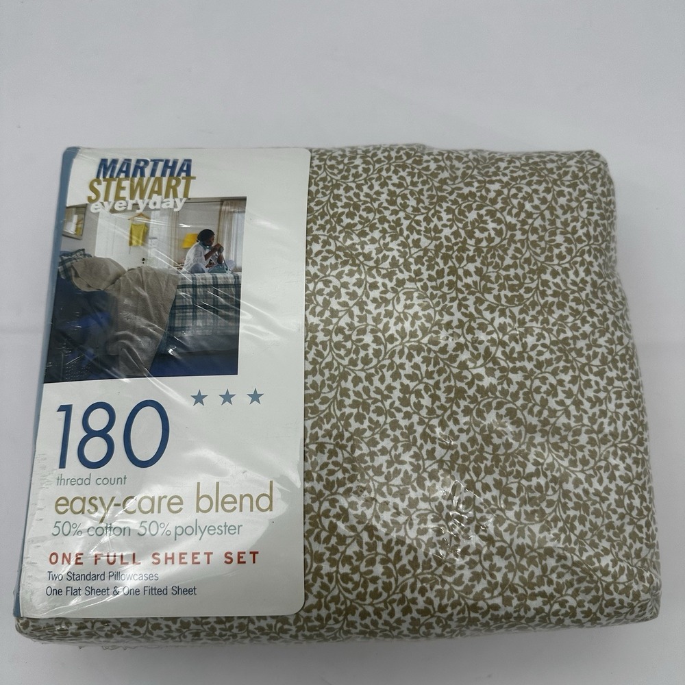 Martha Stewart Everyday Full Sheet Set Butter Ivy Scroll Khaki Kmart Vintage